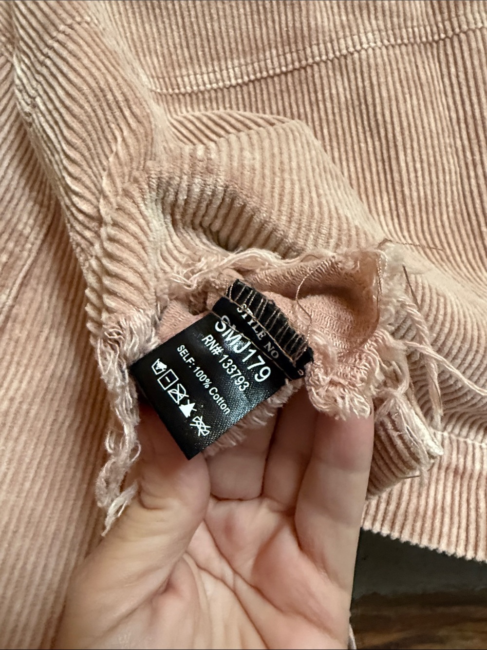 POL Cropped Corduroy Jacket in Blush Pink - Picture 4 of 4